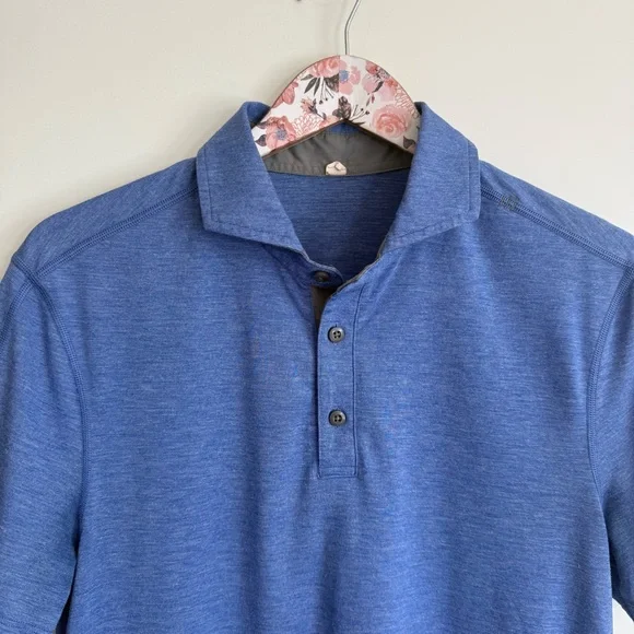 LULULEMON Evolution Polo Short Sleeve Shirt Men’s M Medium Blue - Picture 3 of 8